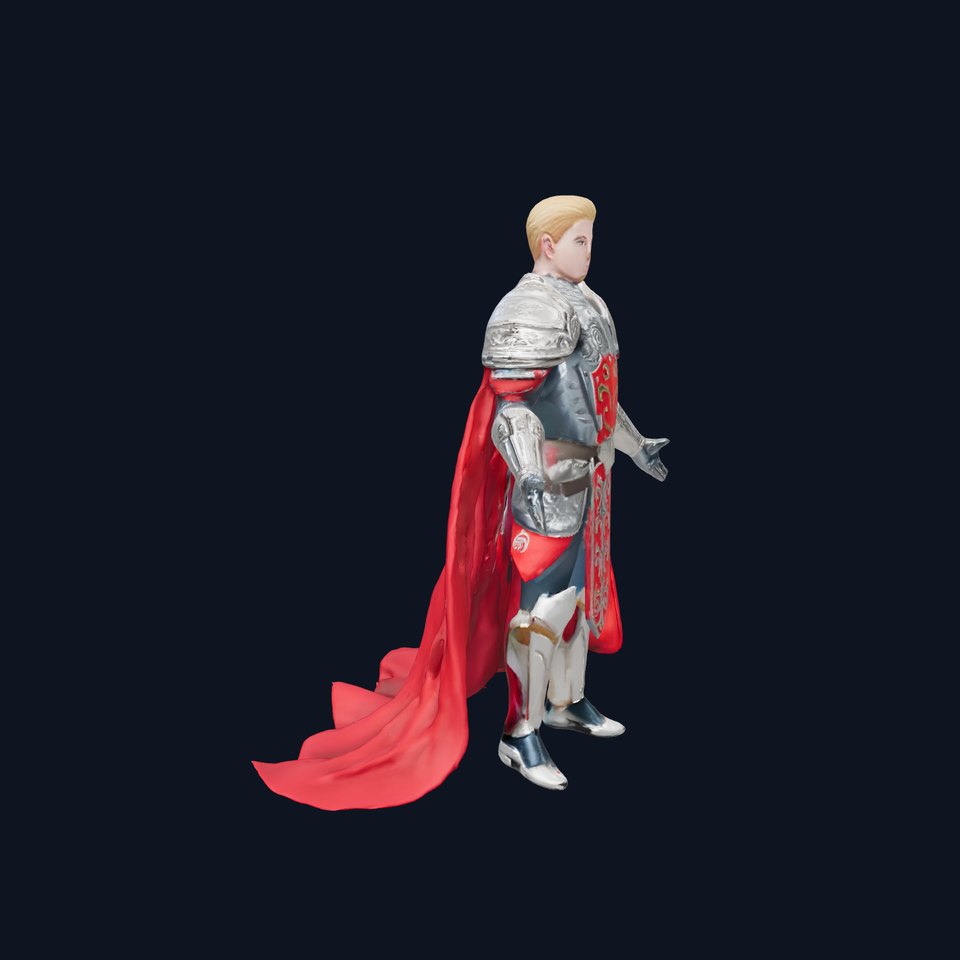 Noble Knight Rigged D Character Model with Red Cape Armor